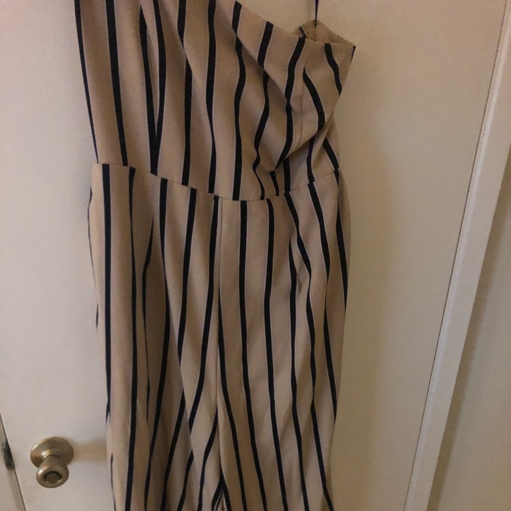Tan and black striped jumpsuit